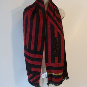 NWT Womens Versace Collection Red, Black Scarf